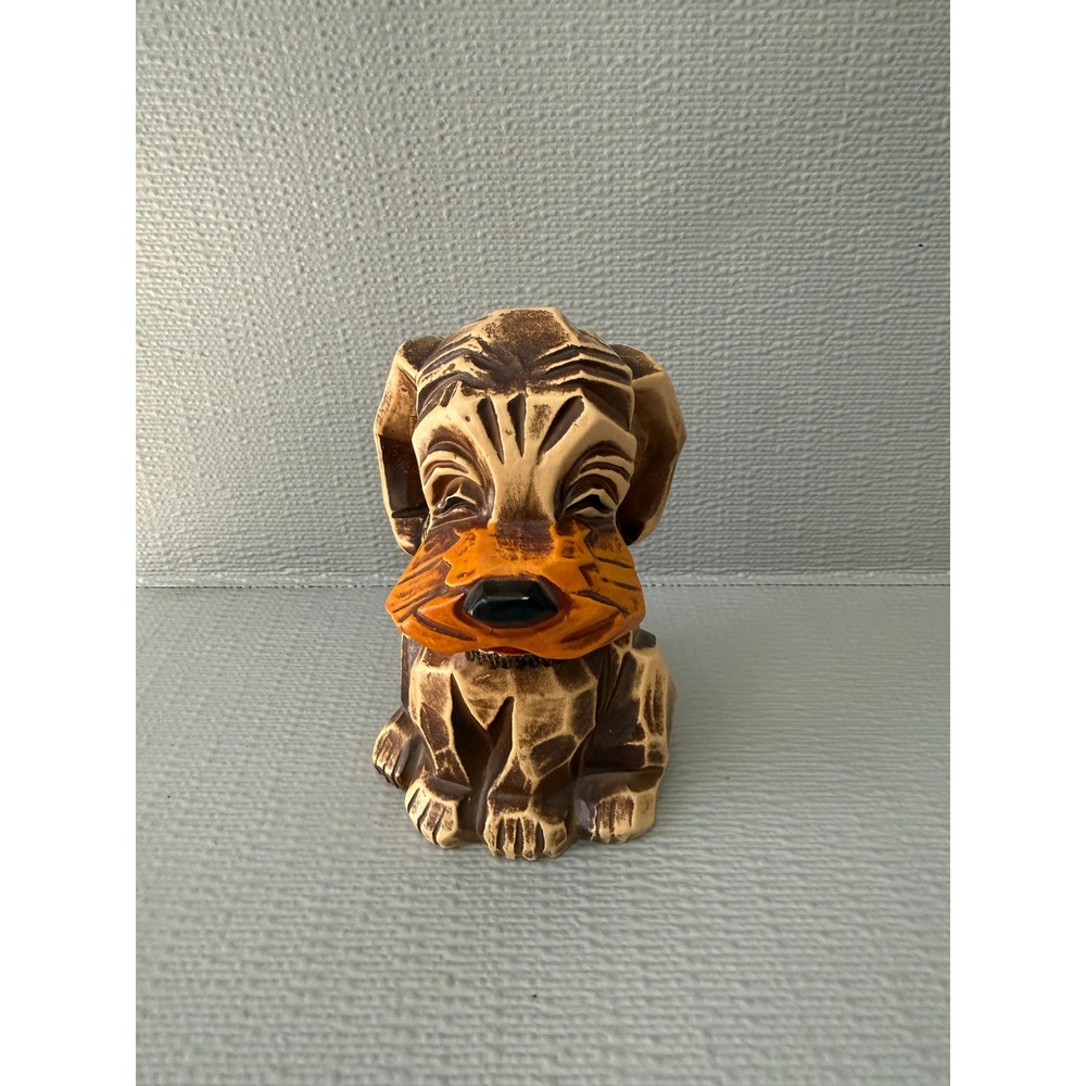 Vintage Napcoware Ceramic Dog Bank Brown Wood Look‎ Hound Figurine